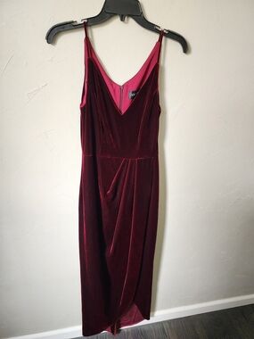 Xscape Velvet Midi Slip Dress - Burgundy Size 4